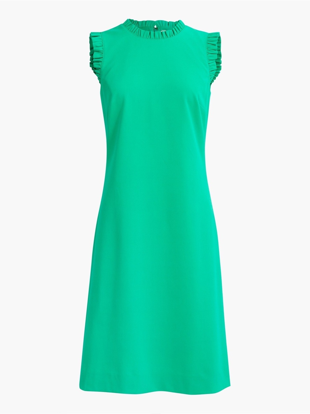 J. Crew Sleeveless Ruffle-Trim Shift Dress in Green